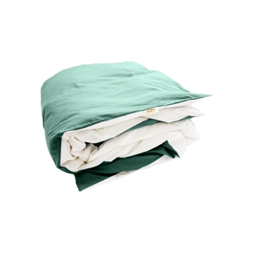Bettwäsche – Duvetbezug aus Bio-Baumwolle (Perkal)  – Weiss & Blaugrün 
