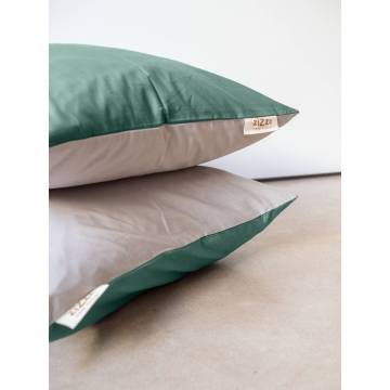 Bettwäsche – Kissenbezug aus Bio-Baumwolle (Perkal) – Beige & Blaugrün – Grössen ab