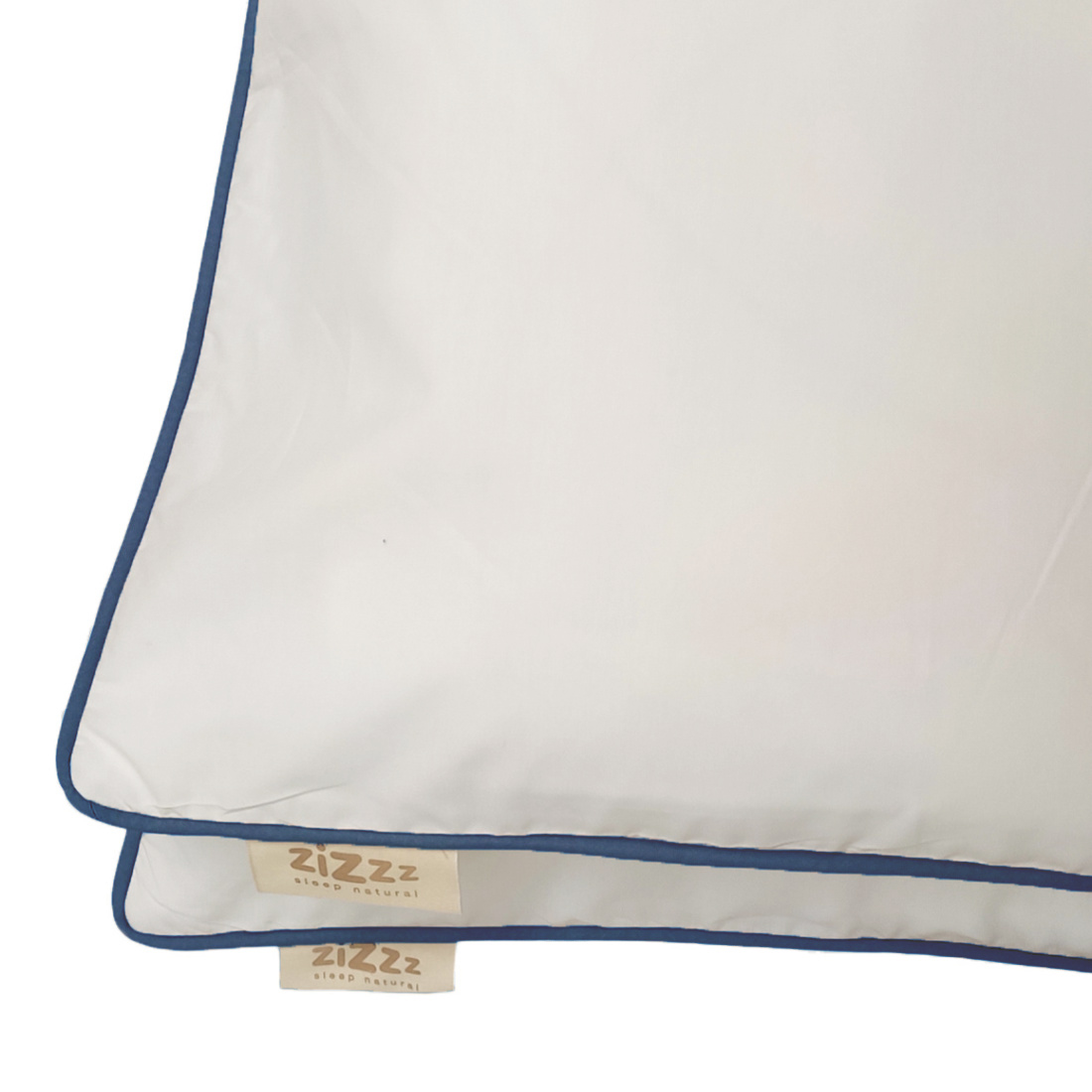 Kissenbezug aus Perkal – 65x100cm – Weiss mit Rand in dunkelblau