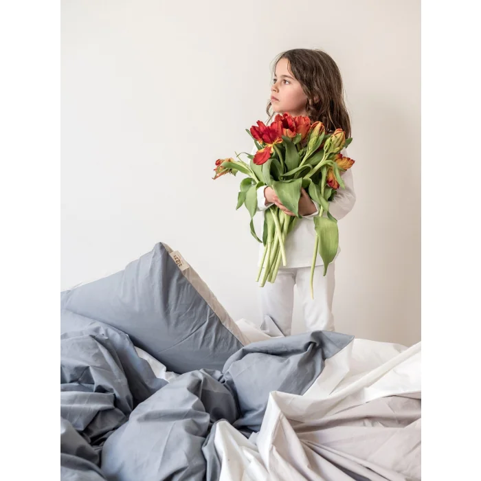 Duvetbezug aus Perkal – 200x210cm – Grau & Beige