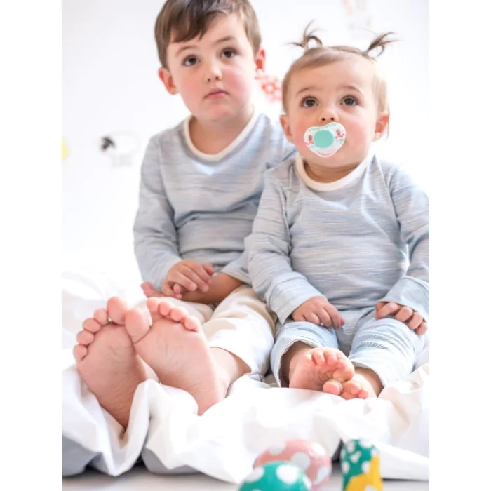 Kinder Pyjama Einteiler - Blue Stripes - 2 Grössen: 76 & 86 cm
