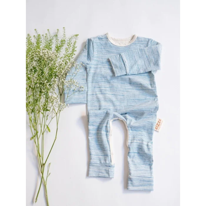 Kinder Pyjama Einteiler - Blue Stripes - 2 Grössen: 76 & 86 cm