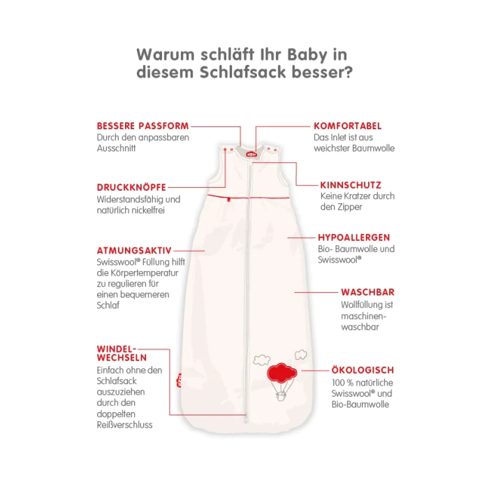 Vorteile Zizzz Babyschlafsack Luftballon 24-48 Monate