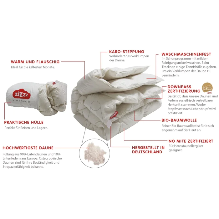 Duvet – Entendaunen Bio – 240x240cm – Weich und Warm 