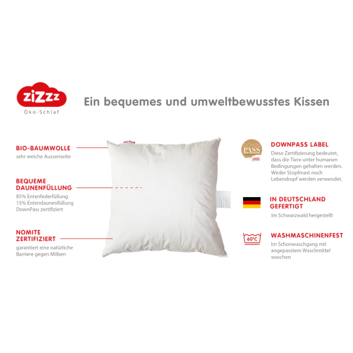 Bio Entendaunenkissen – 60x90 CM –  Weich und Ökofreundlich