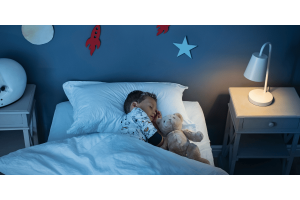Nightlight glowing in a kids bedroom