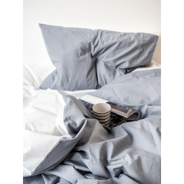 Percale Duvet Cover – 160x210cm – White & Grey