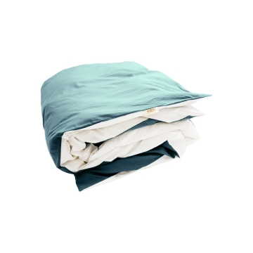 Percale Duvet Cover – 140x200cm – White & Teal – With zipper
