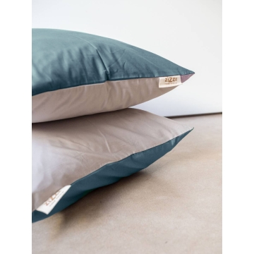 Organic Cotton Percale Pillowcase – Beige/Teal – different sizes available 