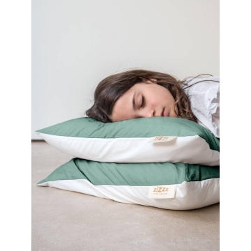 Organic Cotton Percale Pillowcase – White/Teal – different sizes available