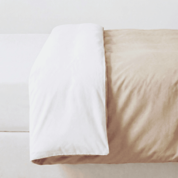 Percale Duvet Cover – 140x200cm – White & Beige – With zipper