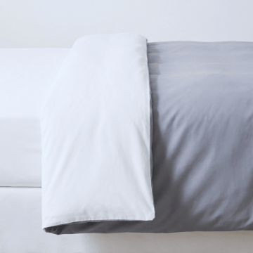 Percale Duvet Cover – 140x200cm – White & Grey – With zipper