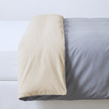 Percale Duvet Cover – 140x200cm – Grey & Beige – With zipper