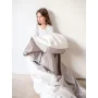 Percale Duvet Cover – 240x240cm – White & Beige – With zipper thumbnail