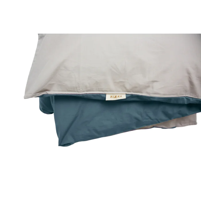 Percale Duvet Cover – 240x240cm – Beige & Teal – With zipper