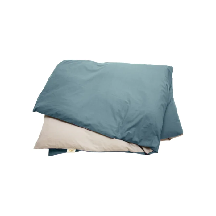 Percale Duvet Cover – 240x240cm – Beige & Teal – With zipper Percale Duvet Cover – 240x240cm – Beige & Teal – With zipper
