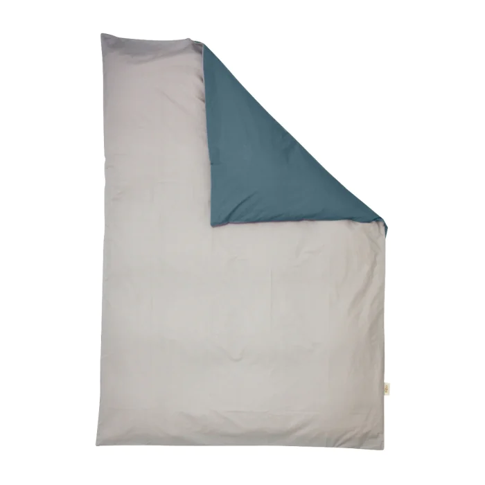 Percale Duvet Cover – 240x240cm – Beige & Teal – With zipper