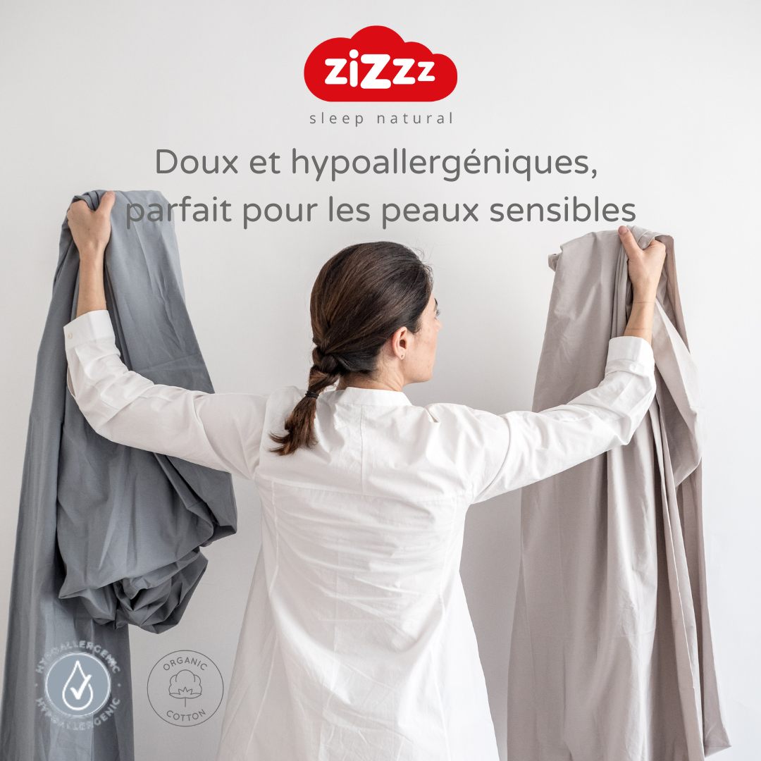 Drap housse Zizzz en percale ou satin bio suisse Zizzz éco sommeil