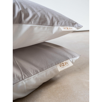 Taies d’oreiller – Blanc & Beige – Percale Bio – plusieurs tailles disponibles à partir de