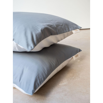 Taie d’oreiller en percale – 60x60cm – Blanc & Gris