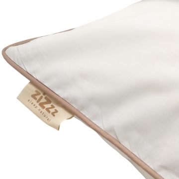 Taies d’oreiller en percale – 65x65cm – Blanc avec une bordure beige – avec fermeture éclair