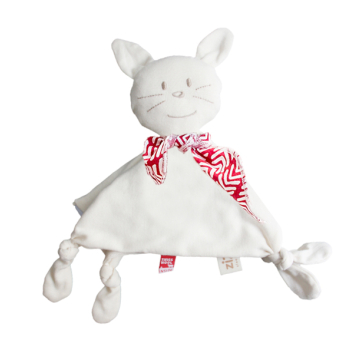 Doudou Lapin avec écharpe décorative motif Herringbone