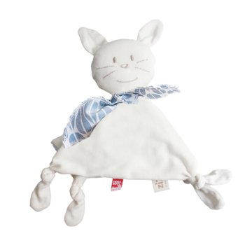 Doudou Lapin avec écharpe décorative motif Little Leaves