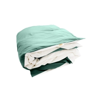 Housse de duvet en percale blanc-bleu canard