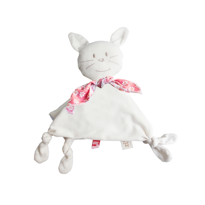 Doudou Lapin avec écharpe décorative motif Daisies