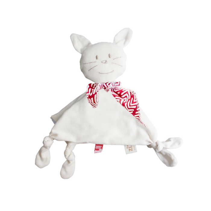Doudou Lapin avec écharpe décorative motif Herringbone