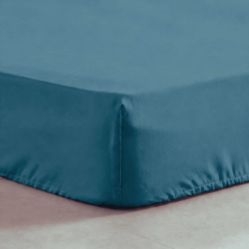 Drap housse coton bio percale – Sarcelle – plusieurs tailles disponibles à partir de 