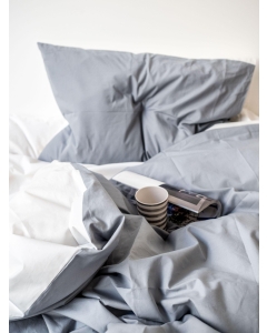 Housse de duvet en percale – coton bio GOTS – Blanc & Gris – plusieurs tailles disponibles à partir de 