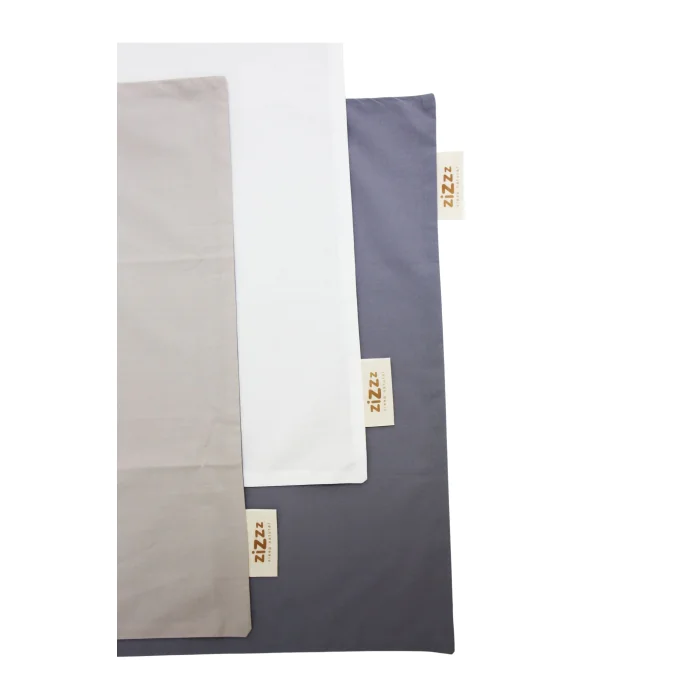 Taie d’oreiller – Blanc & Gris – Percale Bio – à partir de 