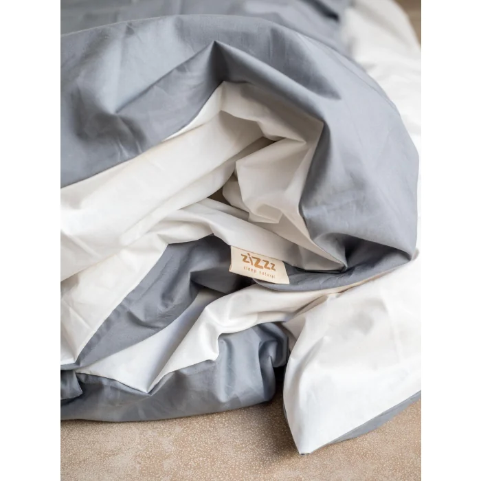 Taie d’oreiller – Blanc & Gris – Percale Bio – à partir de 