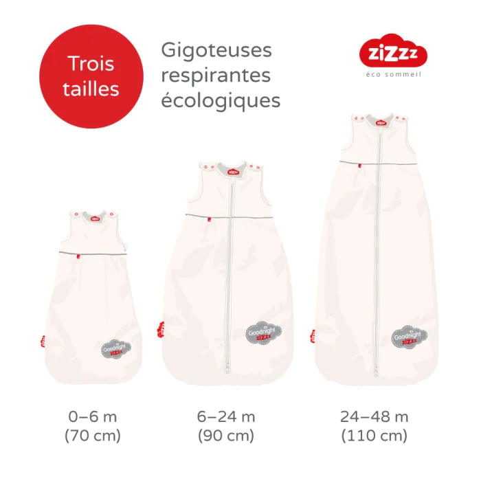 Gigoteuse Goodnight Zizzz | En coton bio et laine suisse | 0-6m, 6-24m, 24-48m