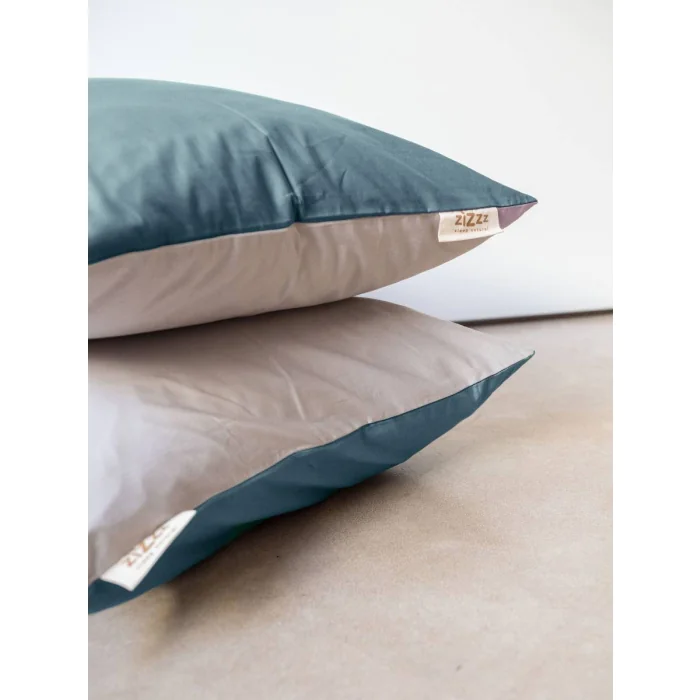 Taie d’oreiller en percale – 40x60cm – Sarcelle & Beige